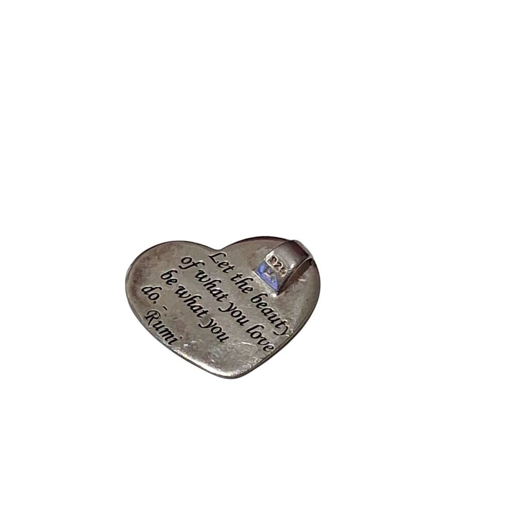 Sterling Silver 925 LA Heart Pendant Charm With Inspirational Saying 3.4g - Picture 2 of 7